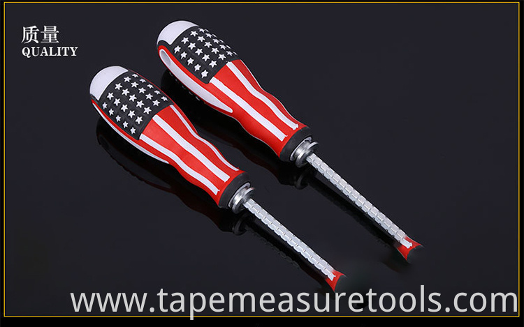 U.S. flag handle multipurpose screwdriver Telescopic slotted screwdriver with magnetic Phillips screwdriver